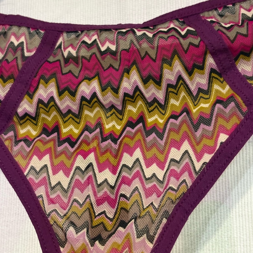 RARE * 2011 Missoni Multicolor Zigzag Thong Panties Purple Rainbow Small S SEXY